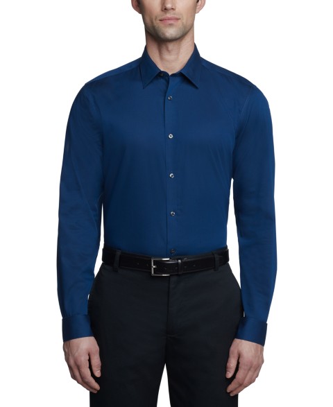 Мужские Calvin Klein Steel Calvin Klein Men's Performance Wrinkle Free Herringbone Slim Fit Dress Shirt