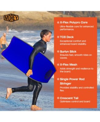 Mach 10 Bodyboard, 40" Crescent Tail Body Board with X-Flex Polypro Core