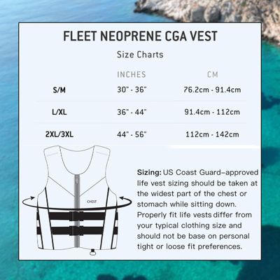 Fleet Neoprene Life Jacket, Type III PFD Life Vest, Black - 2XL/3XL