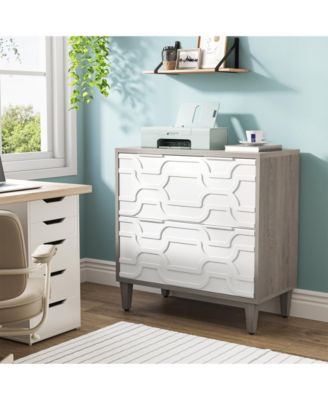 2-Drawer File Cabinet, Lateral Filing Cabinet, Office Storage Cabinet, Printer Stand with Storage Drawer for Home Office