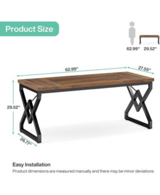 Executive Desk, Office Desk with Extra Thickened Wooden Tabletop and Metal Frame, Large 63 Inches Computer Desk Writing Table Study Desk for Home Office, Rustic Brown