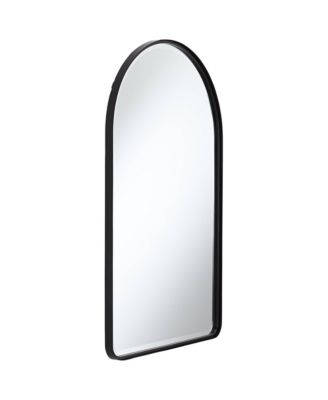 Clara Arch Top Vanity Decorative Wall Mirror Modern Beveled Matte Black Metal Frame 24" Wide for Bathroom Bedroom Living Room Home Entryway
