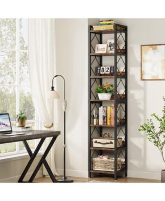 78.7-Inch Extra Tall 7-Tier Narrow Bookshelf Freestanding Corner Storage Organizer for Small Spaces and Home Office
