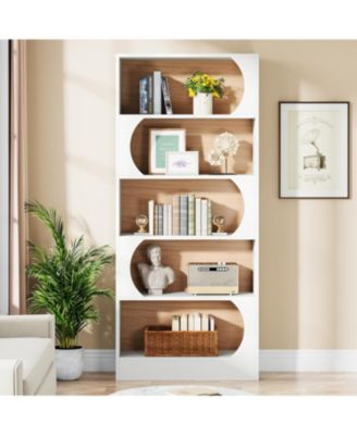 Modern 5-Tier Bookcase, 71-Inch Tall Freestanding Bookshelf with Storage Shelves, Large Open Bookcases Wood Display Shelving Unit