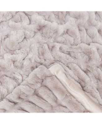 Premium Ruched Faux Fur & Mink Reversible Blanket, Throw
