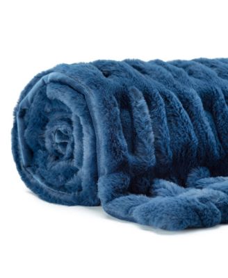 Premium Ruched Faux Fur & Mink Reversible Blanket, Throw