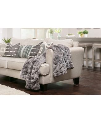 Premium Ruched Faux Fur & Mink Reversible Blanket, Throw
