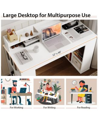 48'' Computer Desk Study Writing Workstation w/ Bookshelf & Monitor Stand Riser