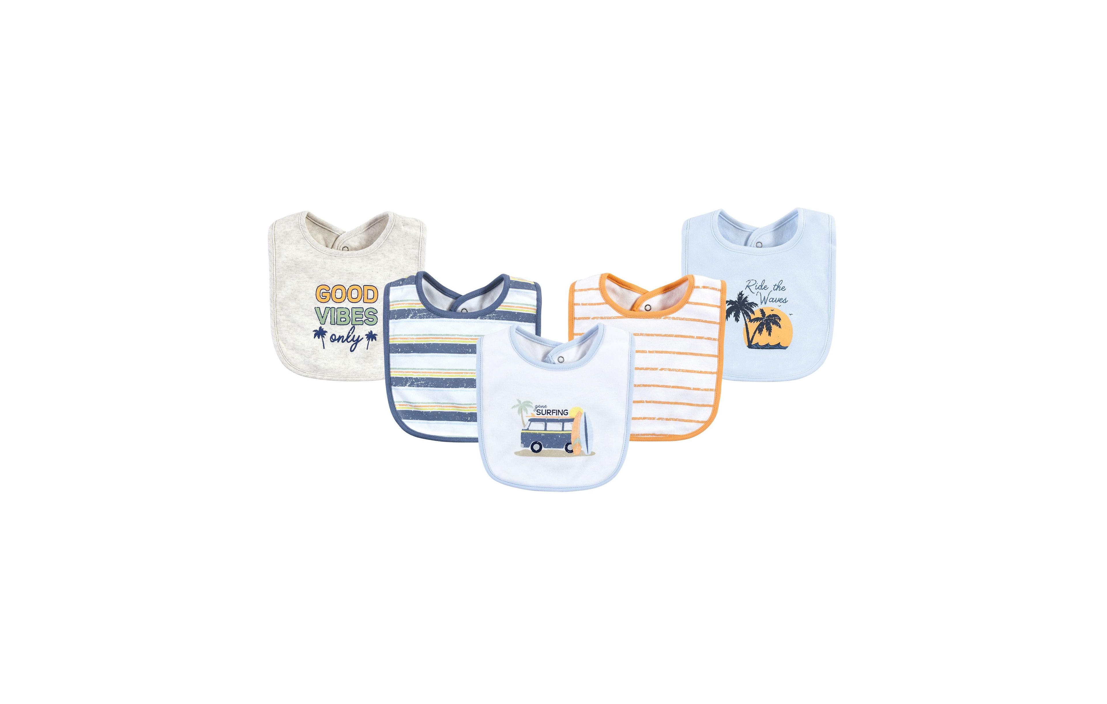 Hudson Baby Boys 5Pk Interlock Bibs
