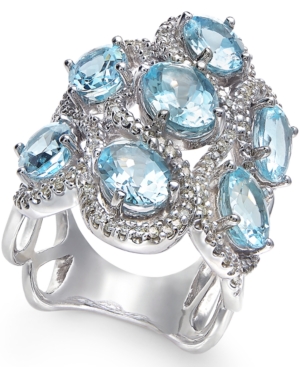 image of Aquamarine (5-9/10 ct. t.w.) and Diamond (5/8 ct. t.w.) Ring in 14k White Gold