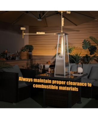 9500 BTU Portable Stainless Steel Tabletop Patio Heater with Glass Tube
