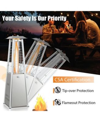 9500 BTU Portable Stainless Steel Tabletop Patio Heater with Glass Tube