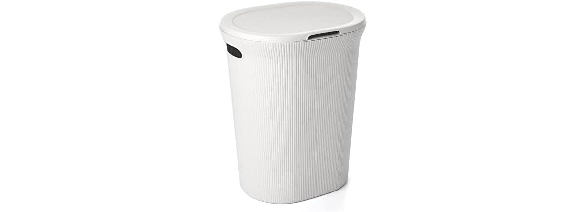 Ribbed Design Laundry Hamper, 40 L Lilac Laundry Hamper - White