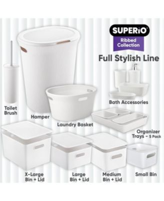 Ribbed Design Laundry Hamper, 40 L Laundry Hamper