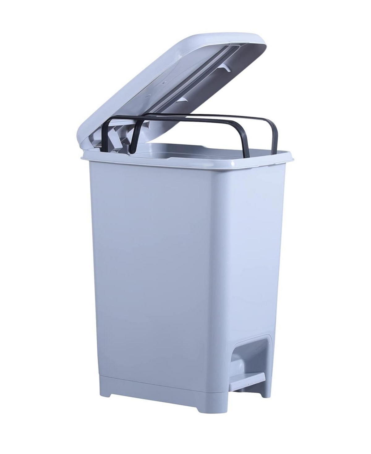 10.5 Gallon Slim Plastic Trash Can with Lid and Foot Pedal - Grey