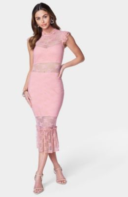 Macy's pink lace dress on sale