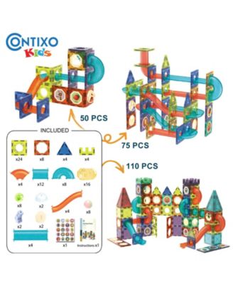 Magnetic Light-Up 3D Tiles Building Set – 110 Piece STEM Marble Run Blocks for Kids, Fun Educational Toy for Boys & Girls Ages 3-10+