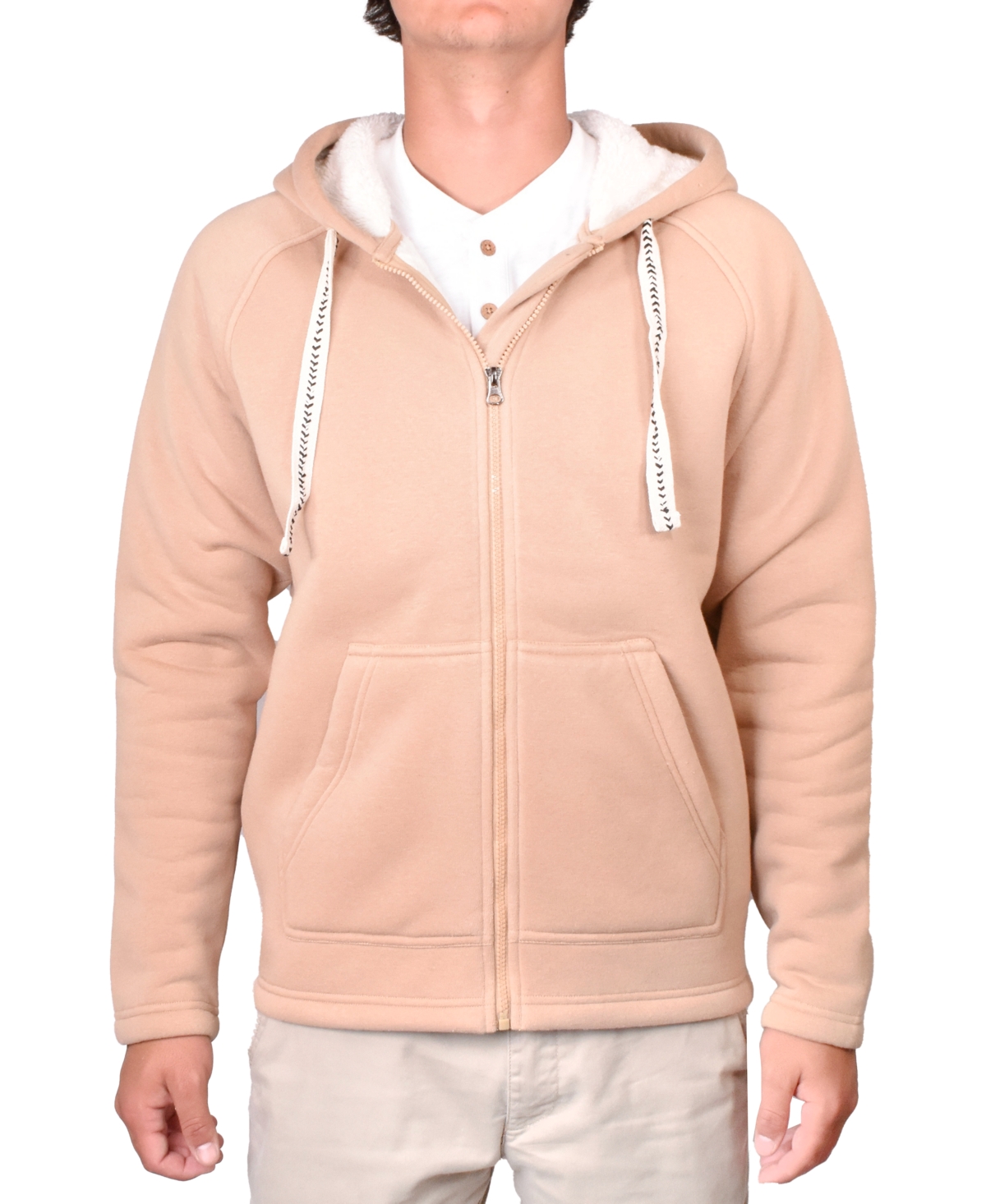 Men's Sherpa Bonded Reverse Fleece Hoodie - Dark Olive