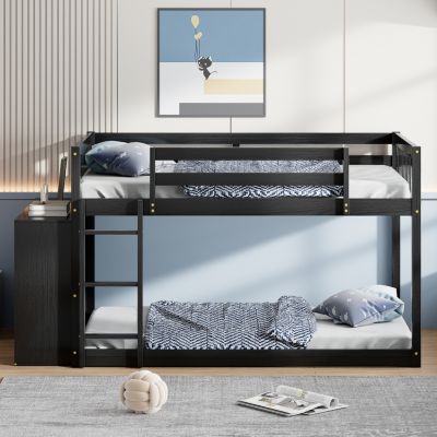  Full-over-Full Bunk Bed with 4 Storage Drawers and 3 Shelves