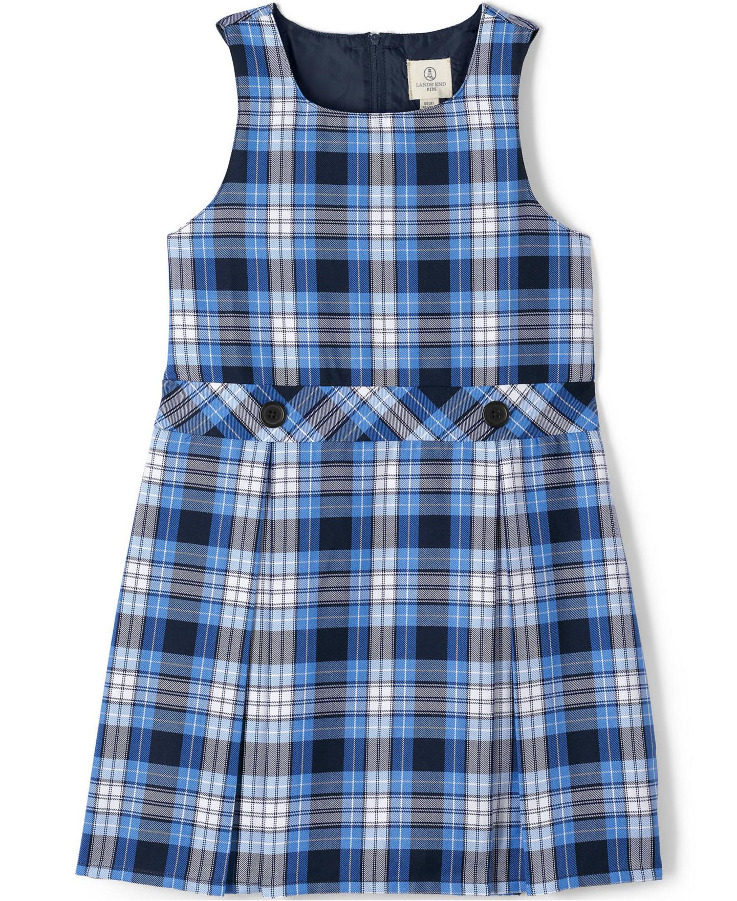 Платья Lands' End School Uniform Plaid Jumper Top of Knee для девочек, цвет: Прозрачный синий клетчатый — фото 3