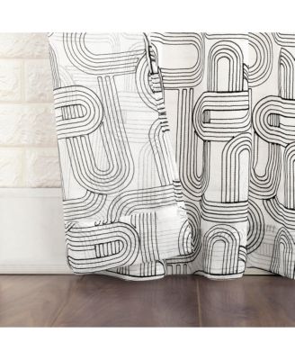 Kaz Embroidered Retro Like Curves Sheer Rod Pocket Curtain Panel