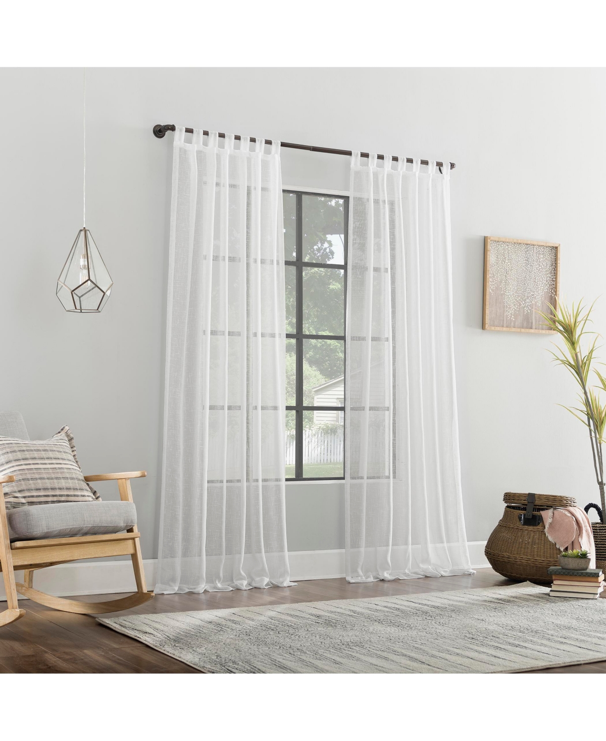 Burlap Weave Linen Blend Tab Top Curtain