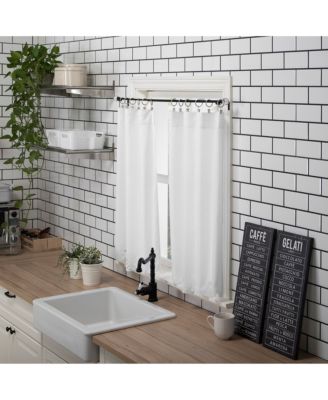 Mariela Floral Trim Semi-Sheer Rod Pocket Kitchen Curtain Valance and Tiers Set