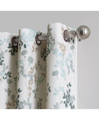 Mabel Floral Print Semi-Sheer Grommet Curtain Panel