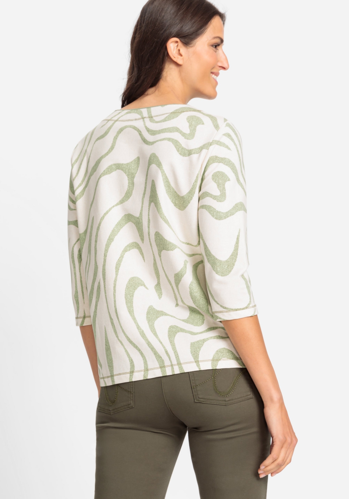 Olsen Cotton Blend Printed Jersey Top
