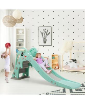 3-in-1 Kids Climber Slide Play Set with Basketball Hoop and Ball