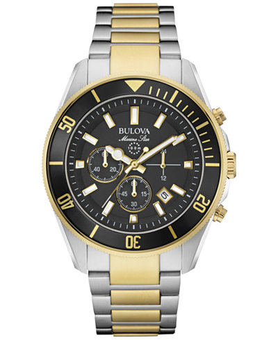 Bulova Men's Chronograph Marine Star Two-Tone Stainless Steel Bracelet Watch 43mm 98B249