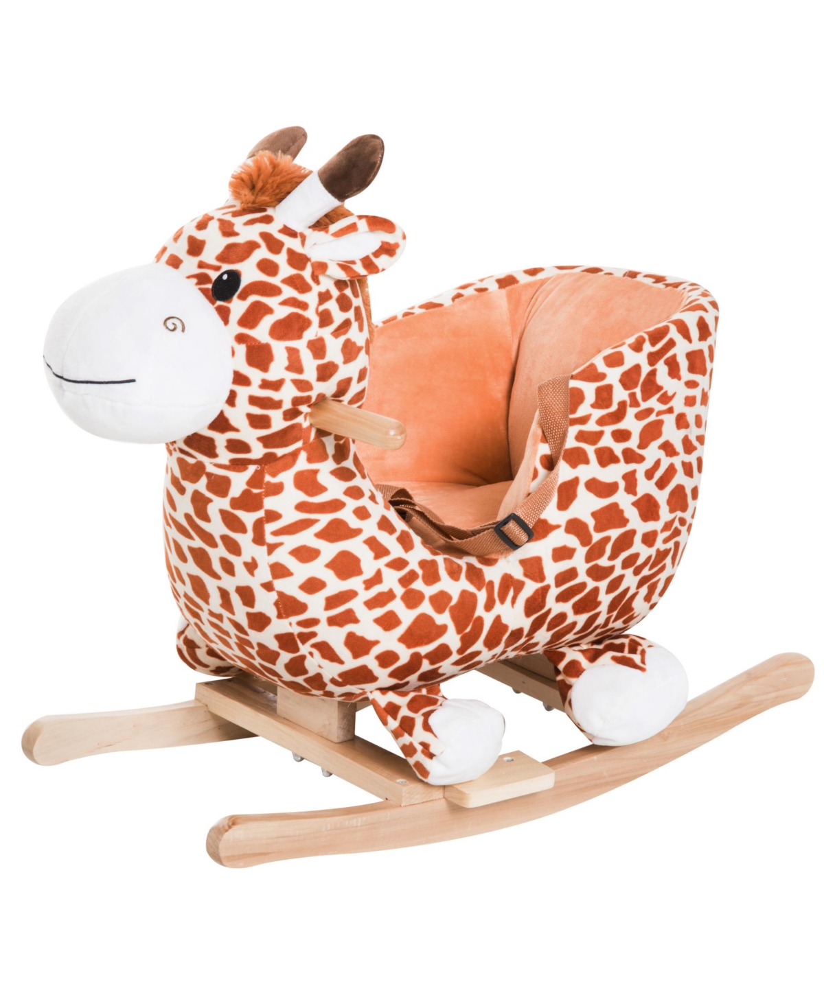 Streamdale Furniture Kids Plush Rocking Horse Giraffe Style Themed Ride-On Chair Toy With Sound- Brown