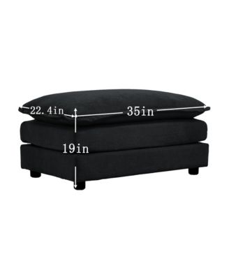 Black Chenille L-Shaped Sectional with Ottoman