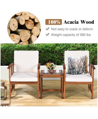 3PC Solid Wood Outdoor Patio Sofa Furniture Set