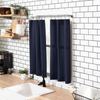 Martine Microfiber Semi-Sheer Rod Pocket Kitchen Curtain Valance and Tiers Set