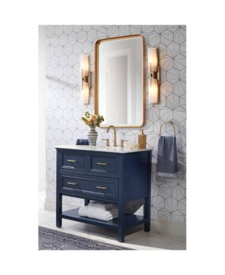 Andi Rectangular Vanity Decorative Wall Mirror Modern Beveled Glass Warm Gold Iron Frame 24" Wide for Bathroom Bedroom Living Room Home