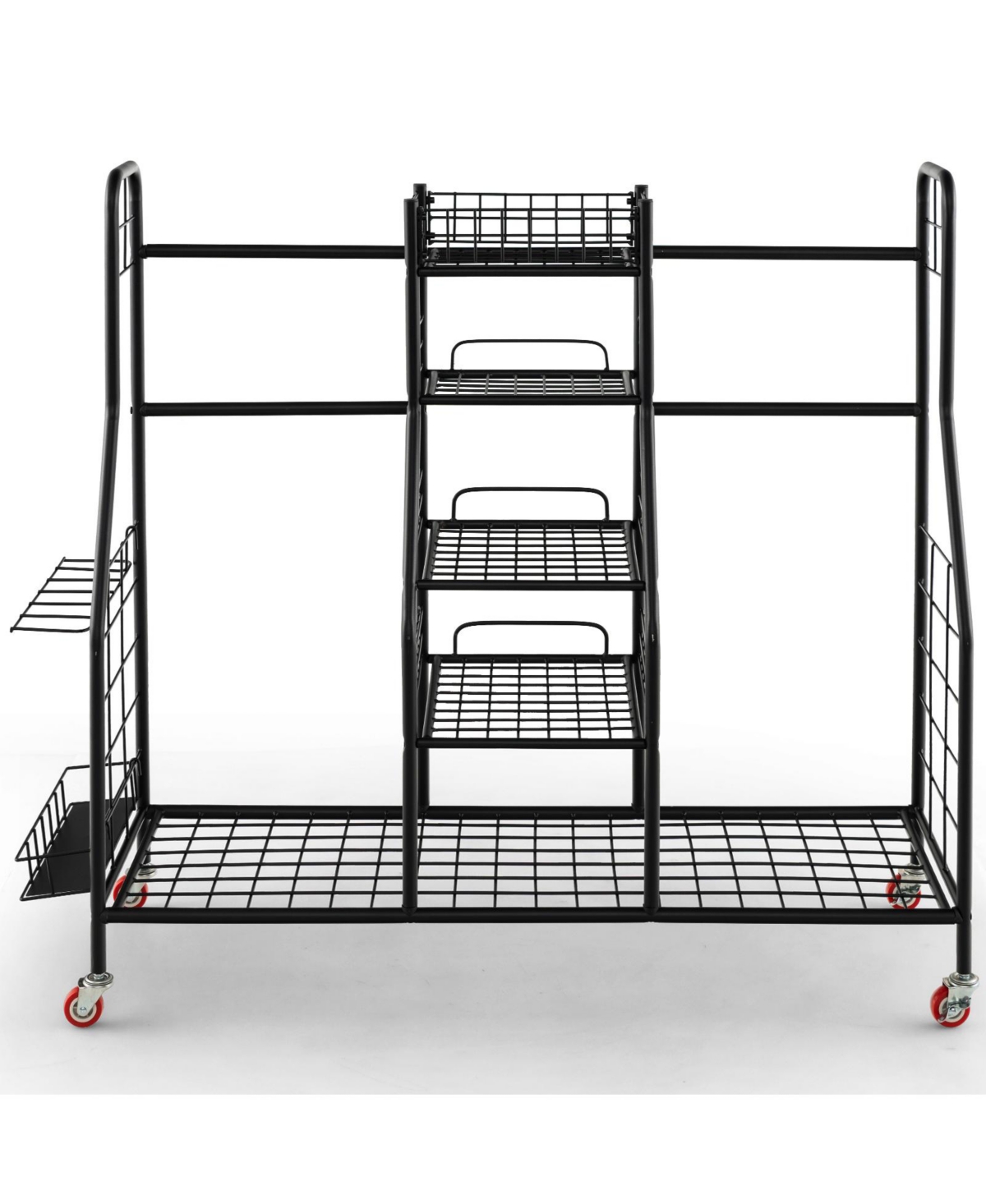 Double Golf Bag Rack with Removable Golf Club Stand and Wheels - Black
