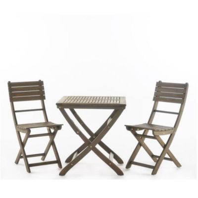 Streamdale Acacia Wood 25" Foldable Bistro Set, Gray