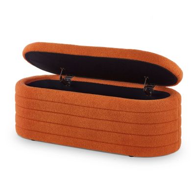 Boucle Teddy Ottoman Storage Bench with Hinge