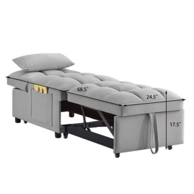 Multi-Function Sofa Bed with Adjustable Backrest & Storage