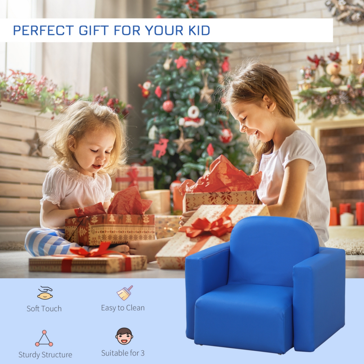 Streamdale Furniture Convertible Kids Sofa Table & Chair Set for Toddlers