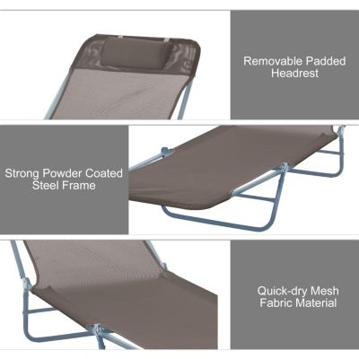 Folding Sun Tanning Chaise Lounge with Reclining Back and Headrest