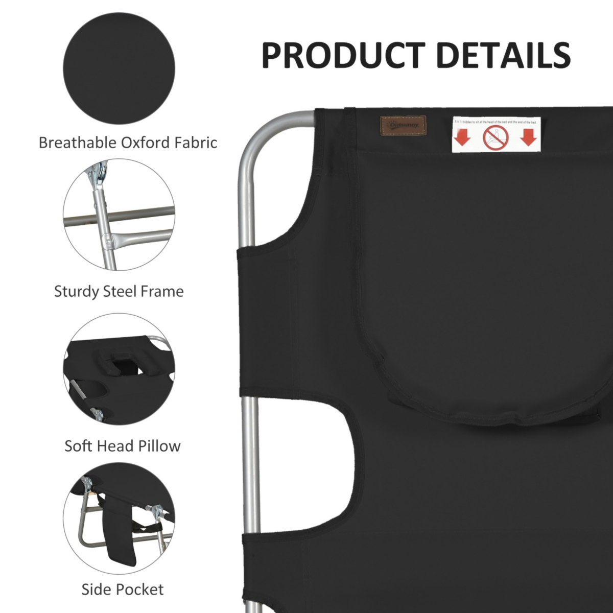 Streamdale Furniture Adjustable Folding Lounge Chair with Face Hole for Relaxation