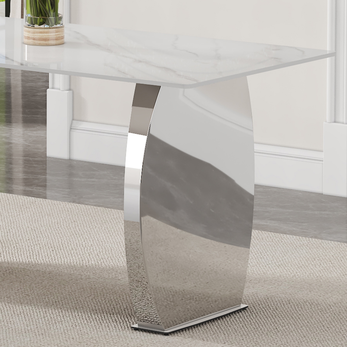 Streamdale Furniture Compact White Patterned Dining Table (63