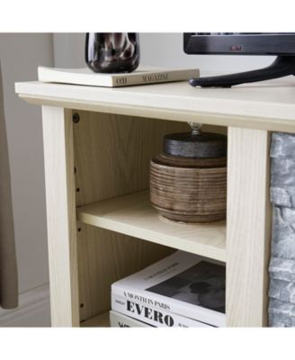 Mantel Stone TV Media Stand with Faux Stone Surround