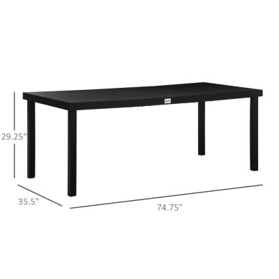 75" Outdoor Dining Table for 8, Aluminum Frame, Faux Wood Top