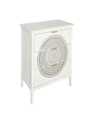 Streamdale 3-Drawer Hollow-Carved Dresser Cabinet with Handles