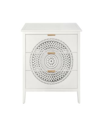 Streamdale 3-Drawer Hollow-Carved Dresser Cabinet with Handles
