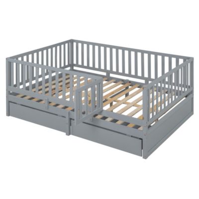 Streamdale Convertible Daybed with Guardrails, Drawers, Gray