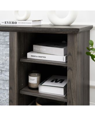 Mantel Stone TV Media Stand with Faux Stone Surround